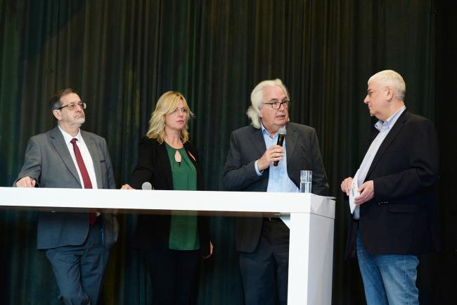 Talkrunde mit Michael Scheffler, Projektleiterin Silke Pfeifer, Prof. Karl-Martin Obermeier, Jörg Richard